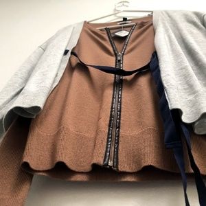 J. Crew Brown Gray Zip-Front Cardigan Top